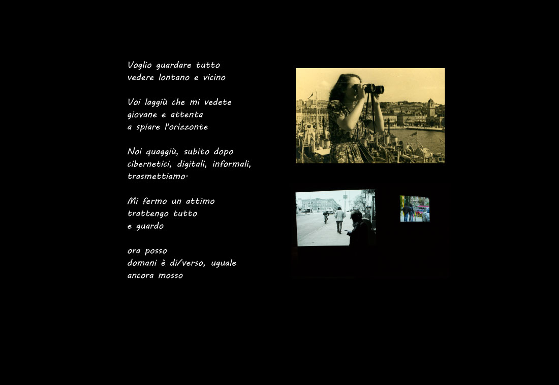 Tavola dalla serie: fotografie e la poesia manoscritta «Voglio guardare tutto, vedere lontano e vicino»